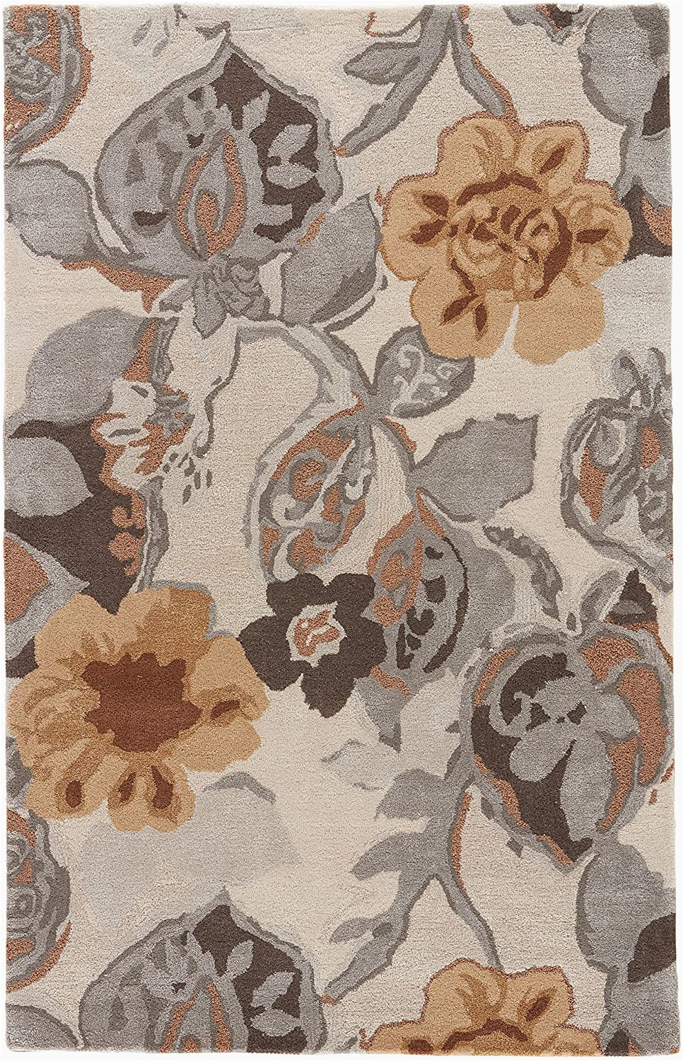6 X 5 area Rug Jaipur Living Petal Pusher Hand Tufted Floral & Leaves White area Rug 3 6" X 5 6"