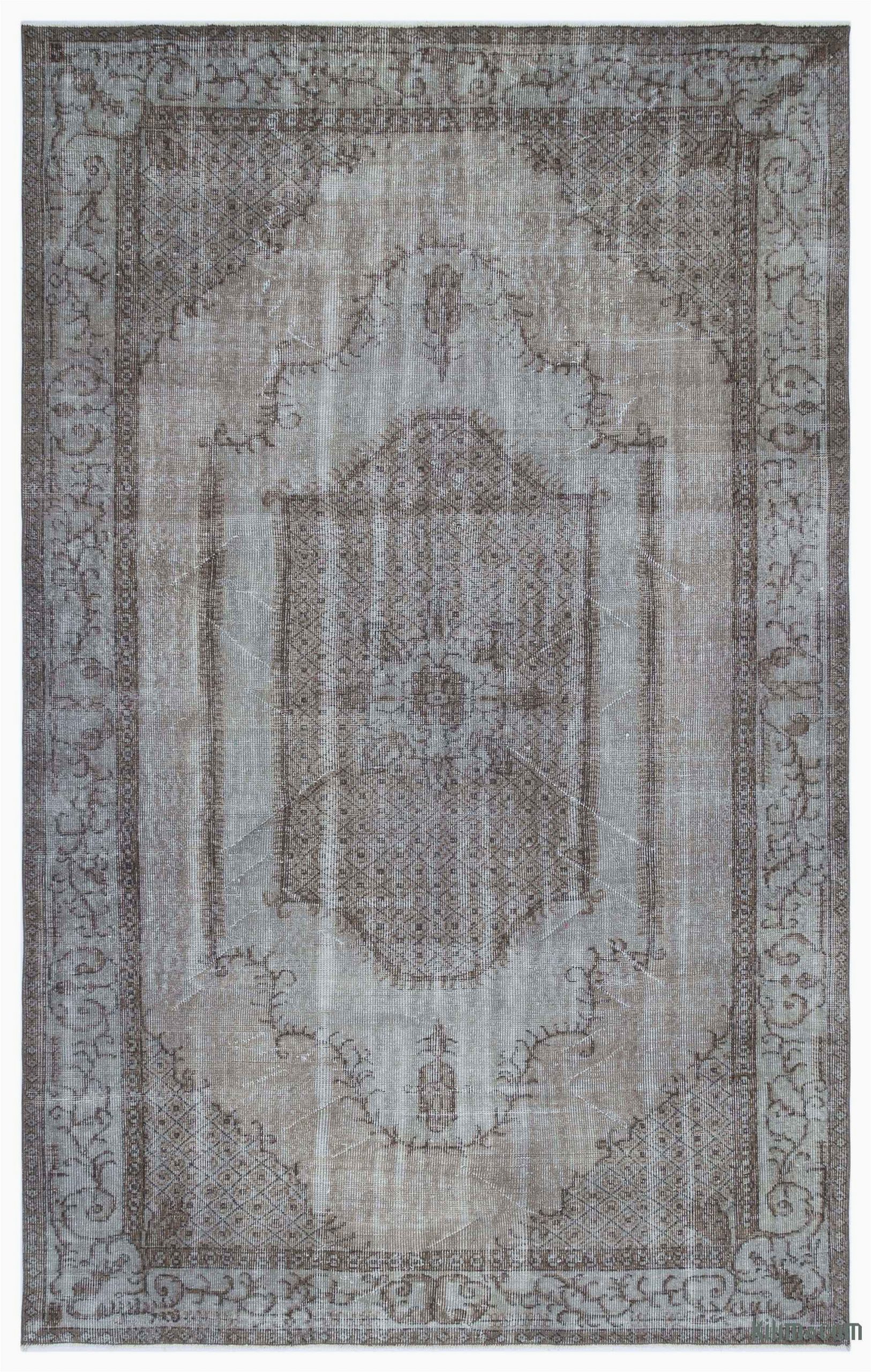 6×9 Black and White area Rug Grey Over Dyed Turkish Vintage Rug 6 X 9 3" 72 In X 111 In
