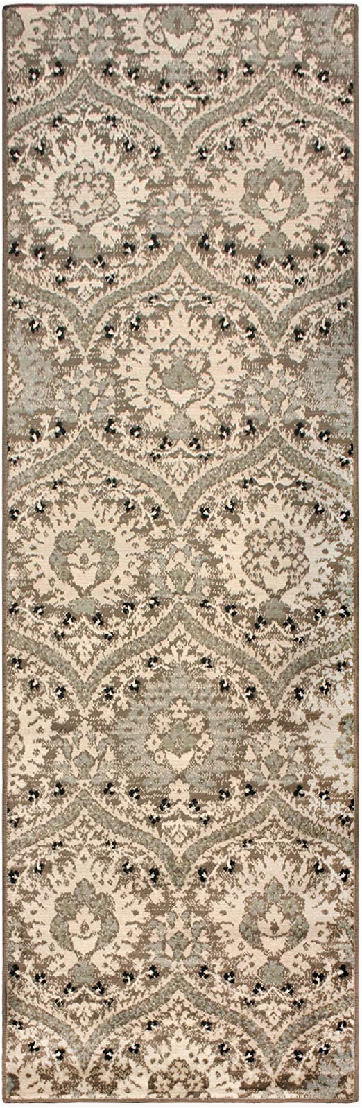 8 by 7 area Rugs Superior Designer Augusta Collection area Rug Modern area Rug 8 Mm Pile Scalloped Floral Design with Jute Backing Light Blue 2 7" X 8