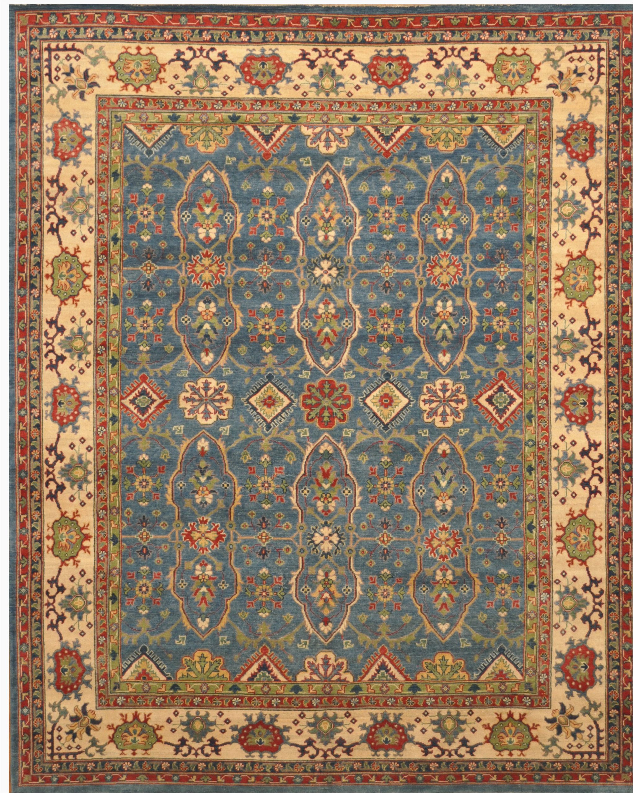 8×10 Blue and Brown area Rugs E Of A Kind Ariya Hand Knotted Kazak Blue Ivory Brown 8 X 10 Wool area Rug