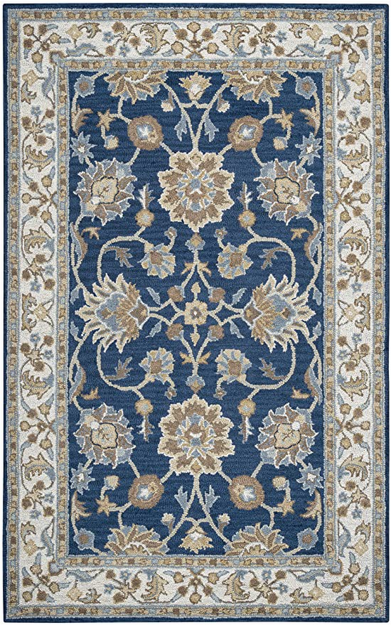 Amazon Com Round area Rugs Rizzy Home ashlyn Collection Wool area Rug 10 Round Blue Ivory