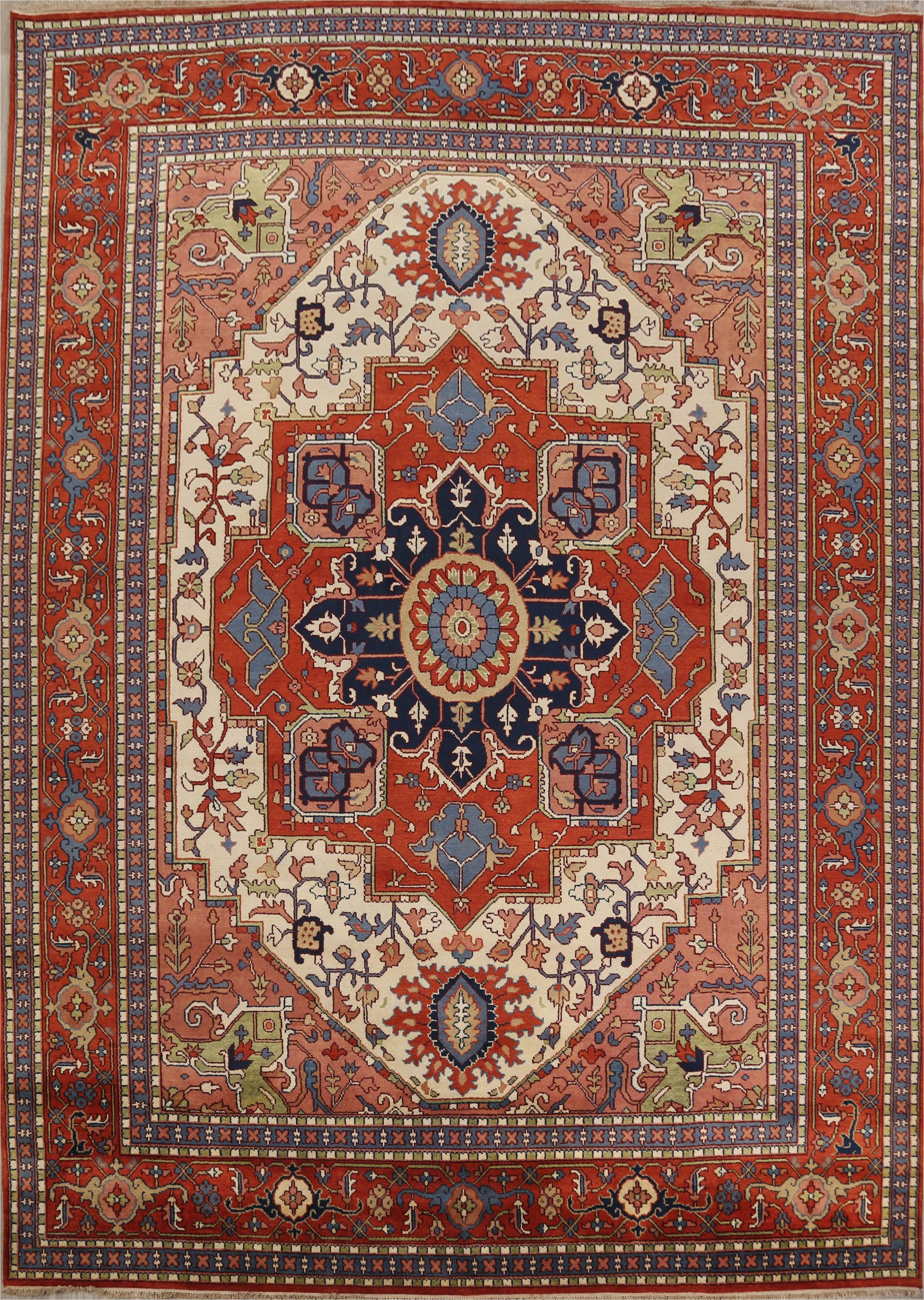 Area Rug for 12×14 Room Geometric Indo Heriz Serapi oriental area Rug Handmade Wool Carpet 12×14