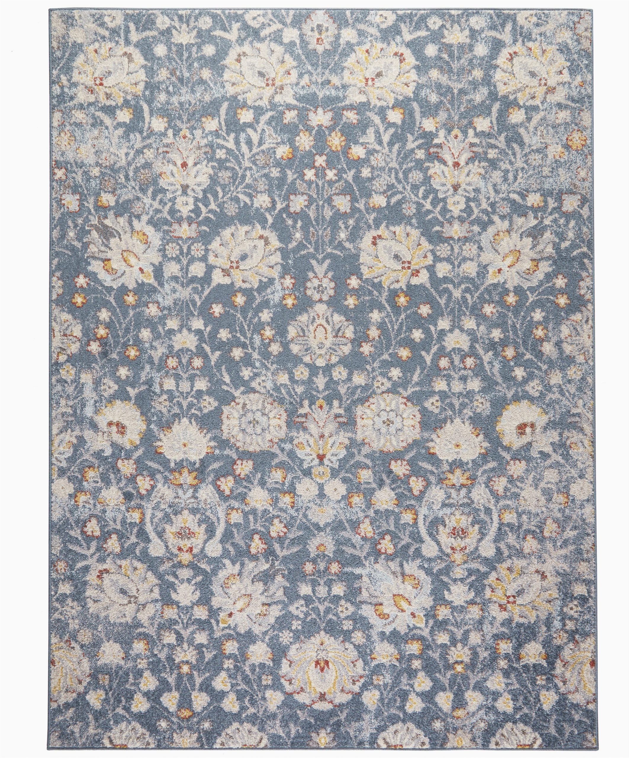 Area Rug Radiant Floor Heating Finck Floral Blue area Rug