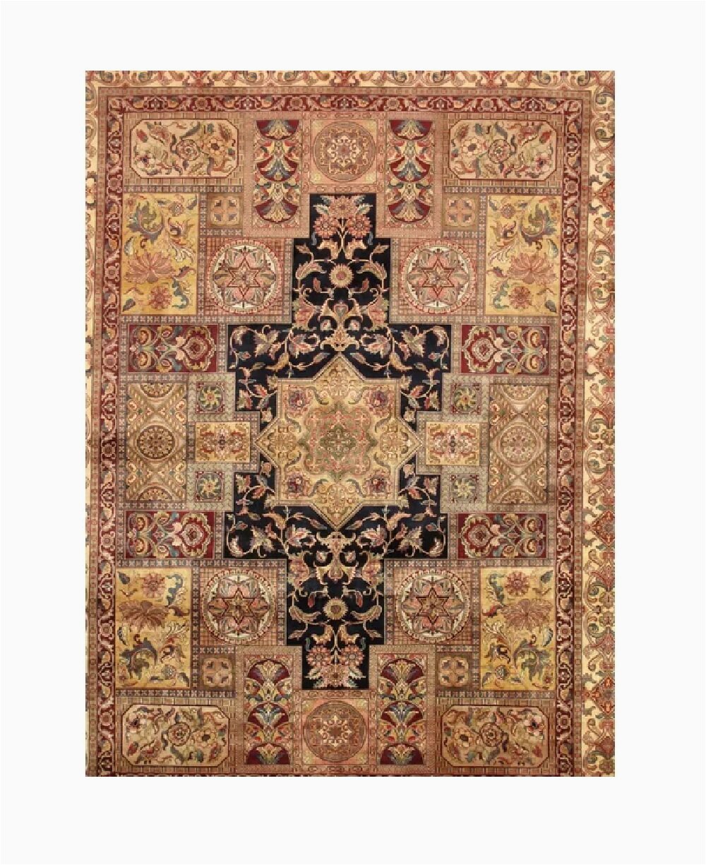Area Rug with Gold Accents Agra Hand Knotted Navy Gold area Rug