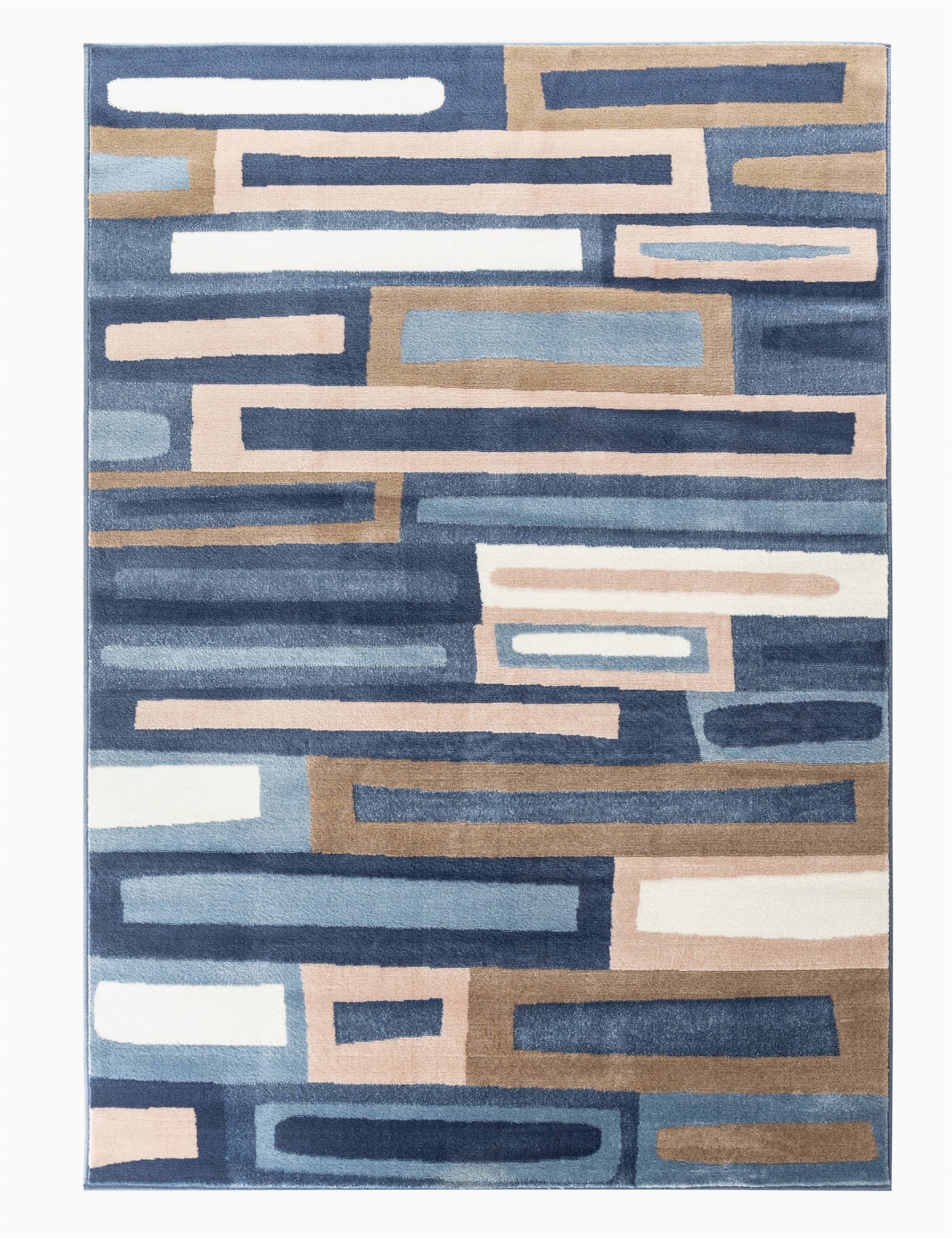 Area Rugs Blue and Tan Romance Collection Rugs Blue Brown Cream White Geometric Abstract Design Premium soft area Rug 3 7" X 5 Rug Size Walmart