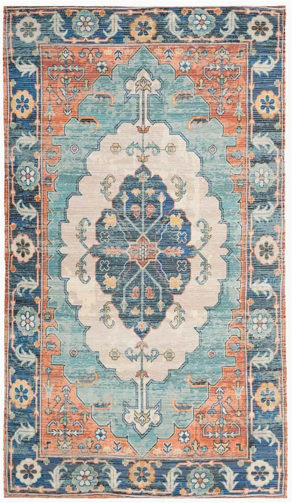 Blue and Coral area Rug Saffron Blue Coral area Rug In 2020