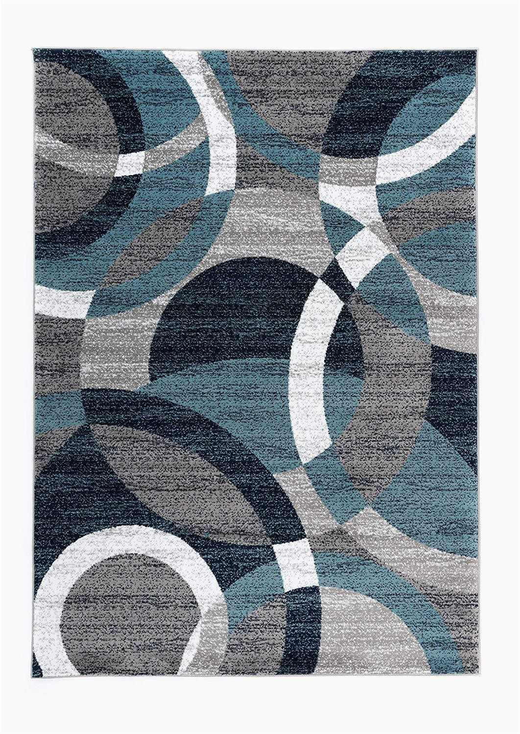 Blue Brown Circle area Rug Blue Gray White Circles soft area Rug – Modern Rugs and Decor