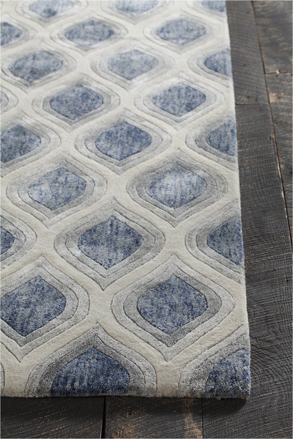 Blue Grey Beige area Rug Clara Collection Hand Tufted area Rug In Blue Grey & White