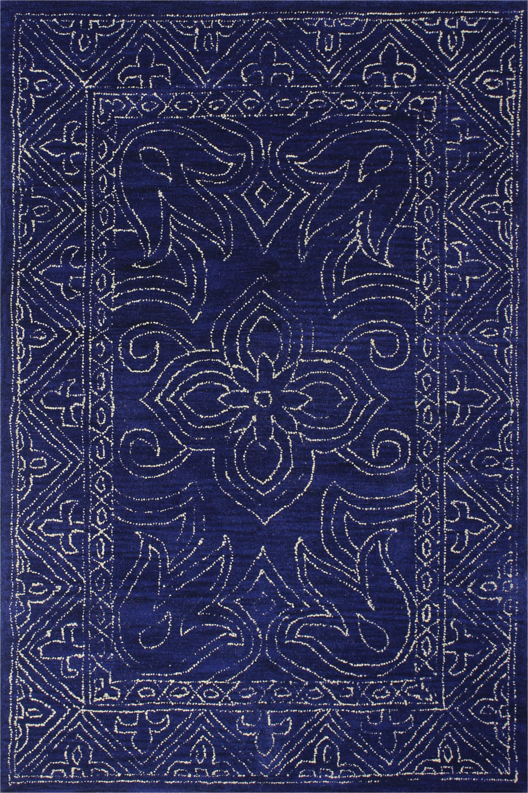 Bodell Dark Blue area Rug Banneker Hand Tufted Wool Navy Blue Rug