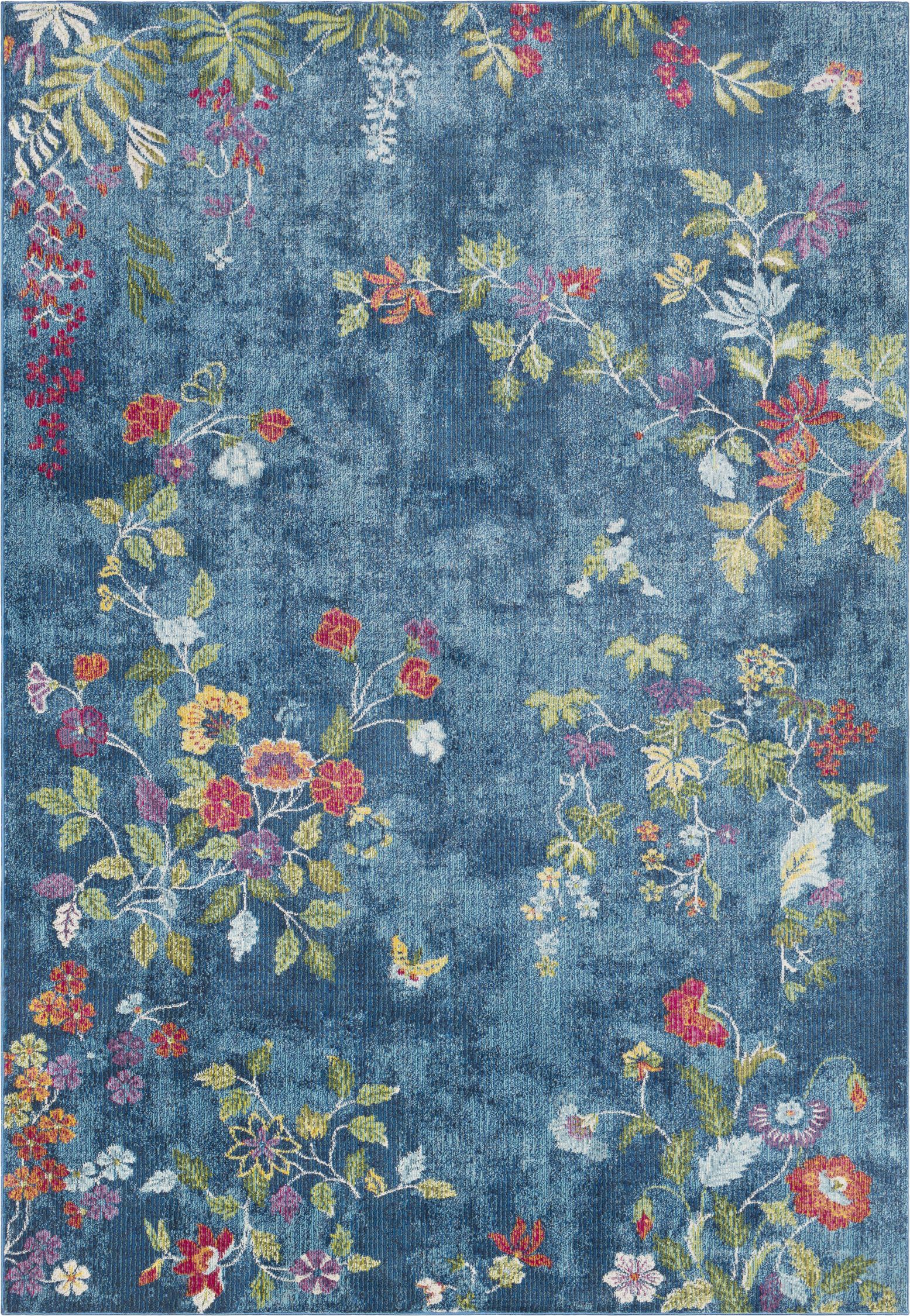 Bright Colored Floral area Rugs ask 2334 Color Bright Blue Size 7 10" X 10 3"