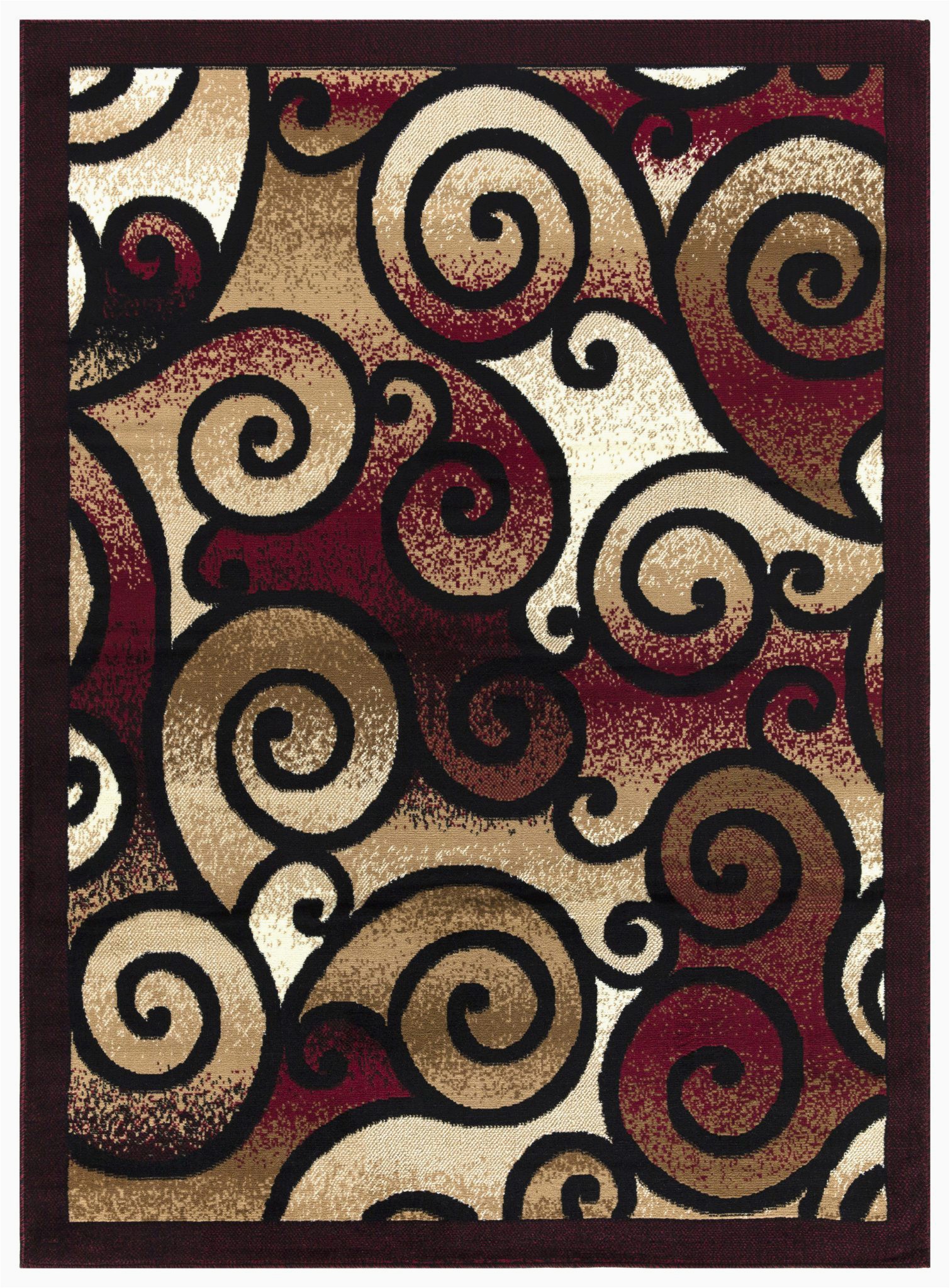 Burgundy and Beige area Rugs Princess Collection Geometric Swirl Abstract area Rug 806 Burgundy & Black – Beverly Rug