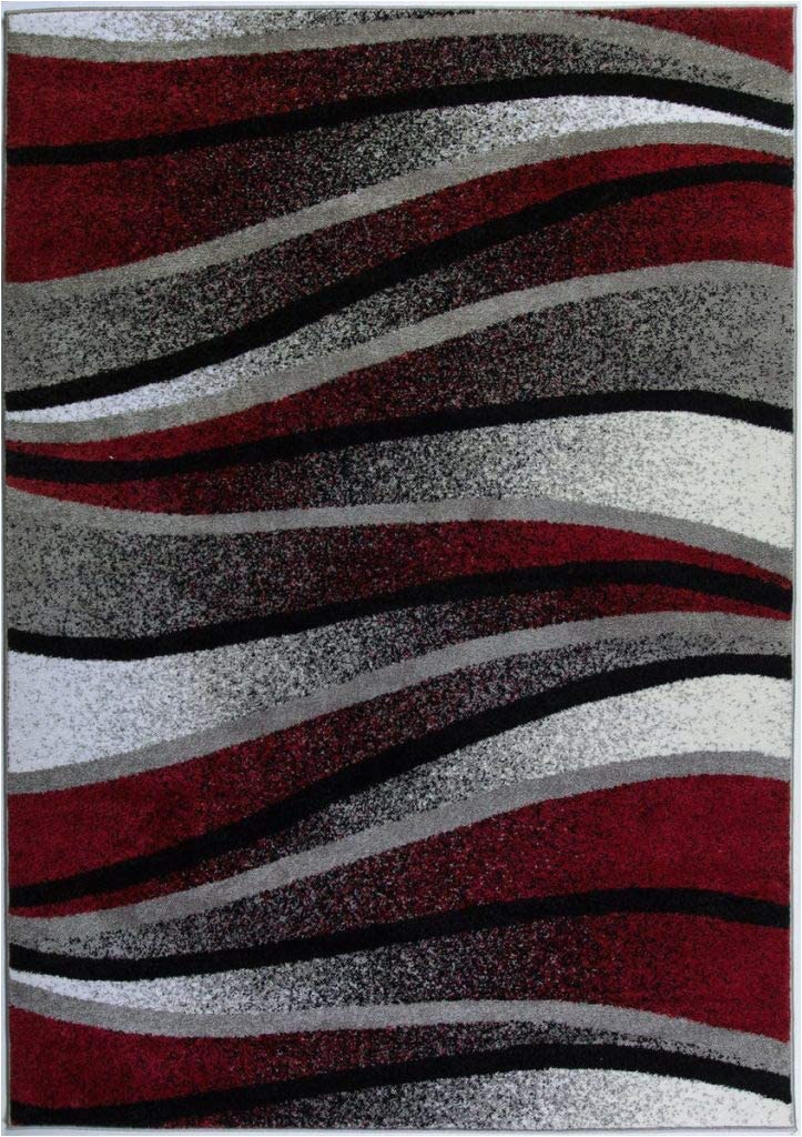 Cheap Red and Grey area Rugs Ladole Rugs Durable Boston Collection Waves Pattern Abstract area Rug Carpet In Ivory Red Grey 8×11 7 10" X 10 5" 240cm X 320cm