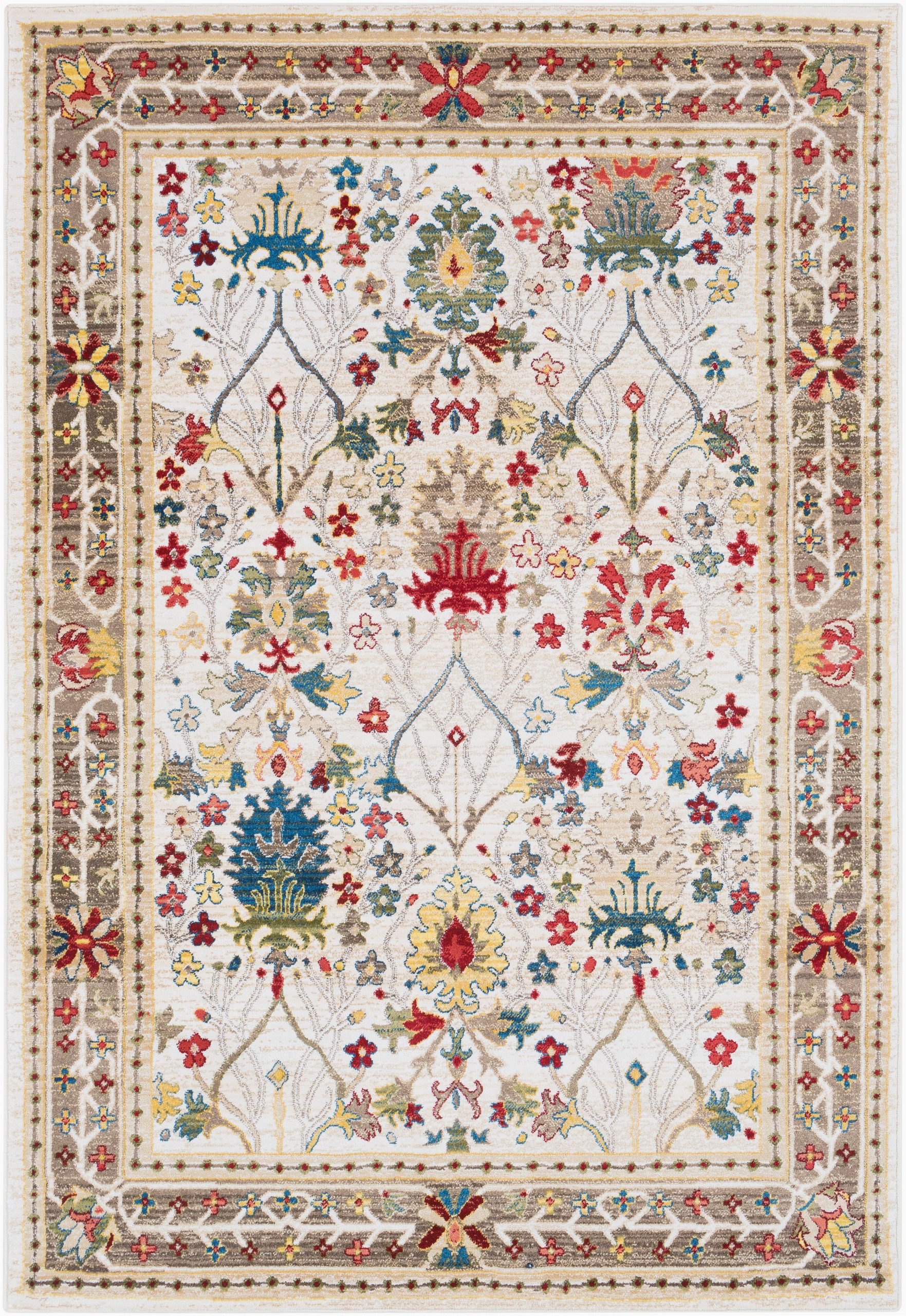 Cream and Red area Rugs Arbouet Traditional Floral Dark Red Cream area Rug