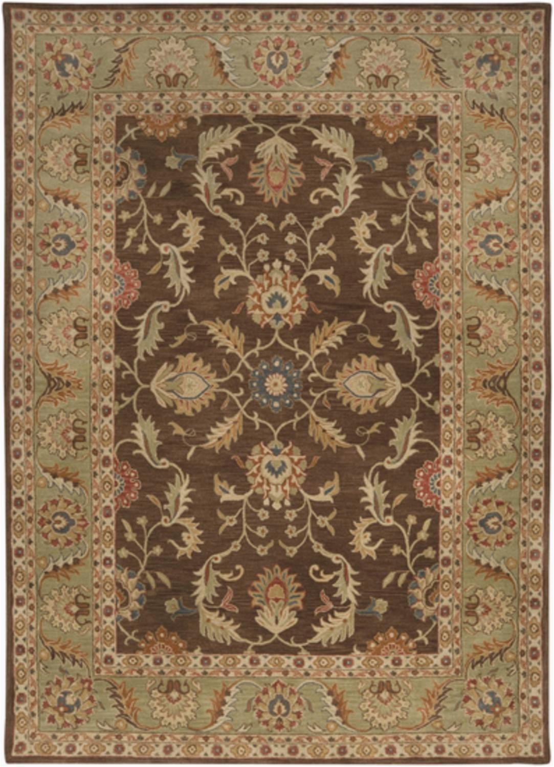 Diva at Home area Rugs 9 X 12 Vespasian Brown and Caper Green Hand Tufted Wool