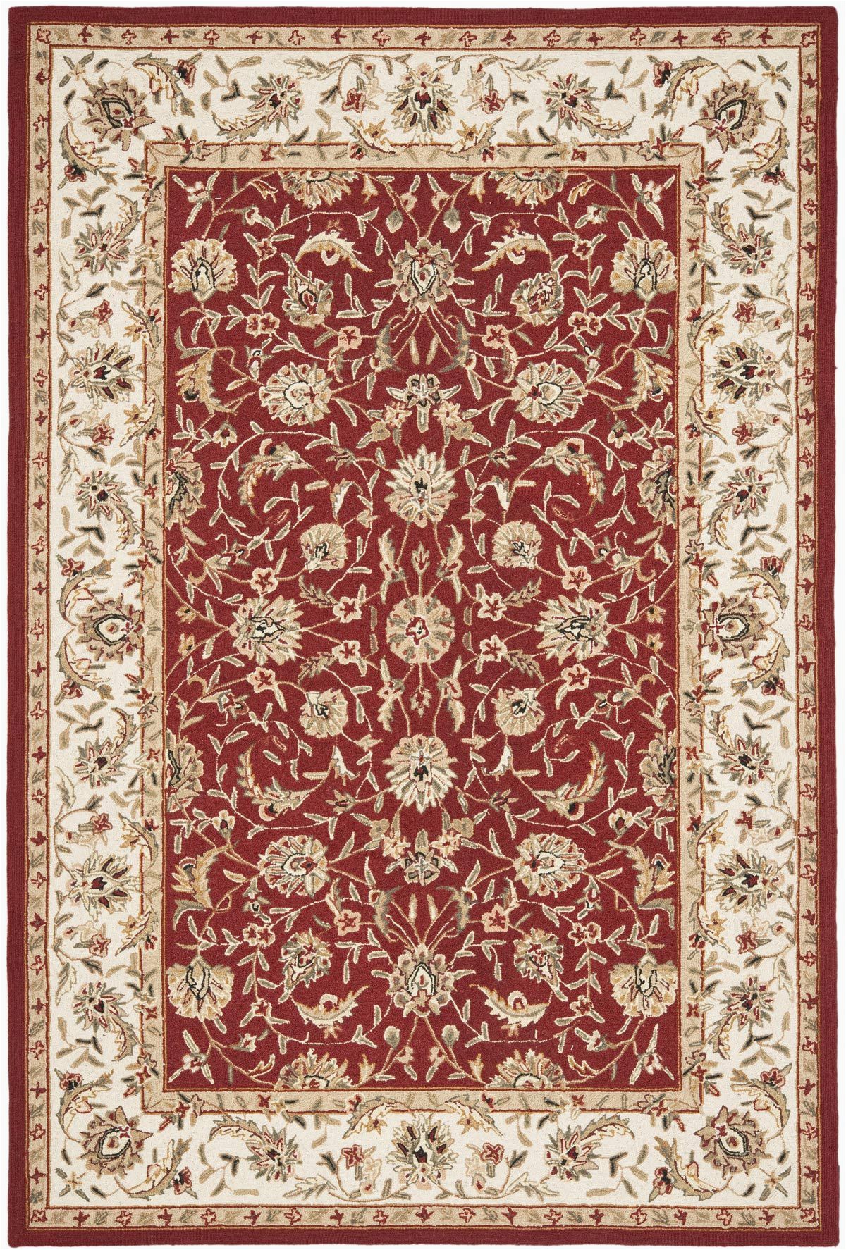 Frederick Hand Hooked Wool Blush area Rug Burgundy and Ivory 4ft 6in X 6ft 6in Oval