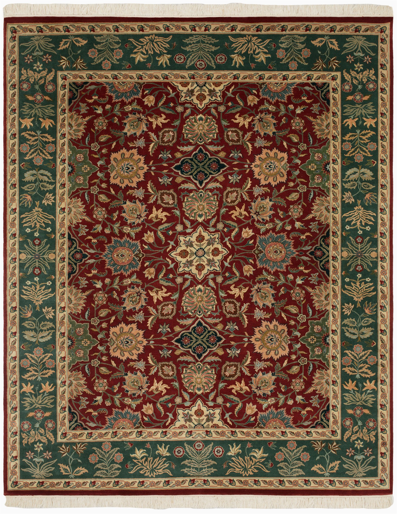 Green and Red area Rugs Ava Hand Knotted Wool Green Red Cream area Rug