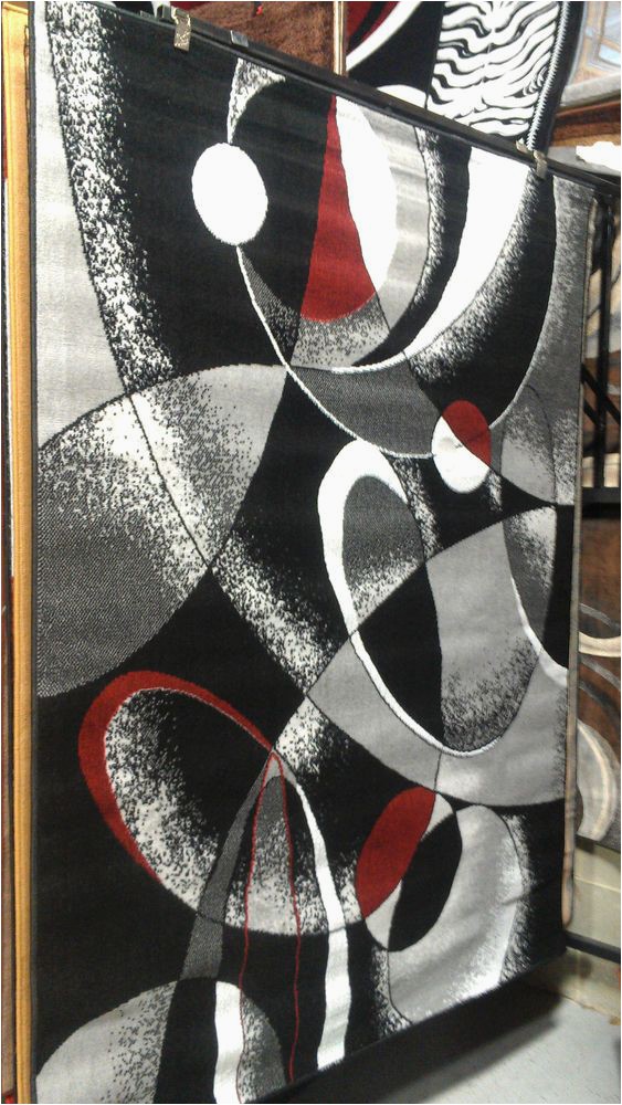 Grey Black and White area Rug Abstract Contemporary 5×8 Red Black White Gray area Rug