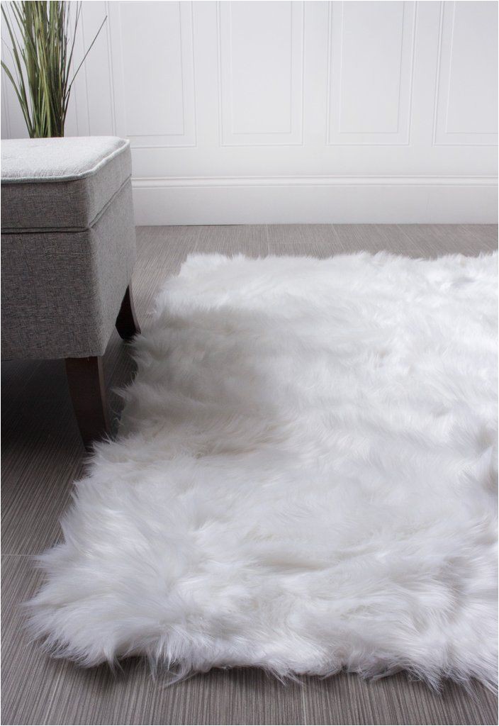 Large White Fur area Rug Serene Faux soft Sheepskin Rug Ivory