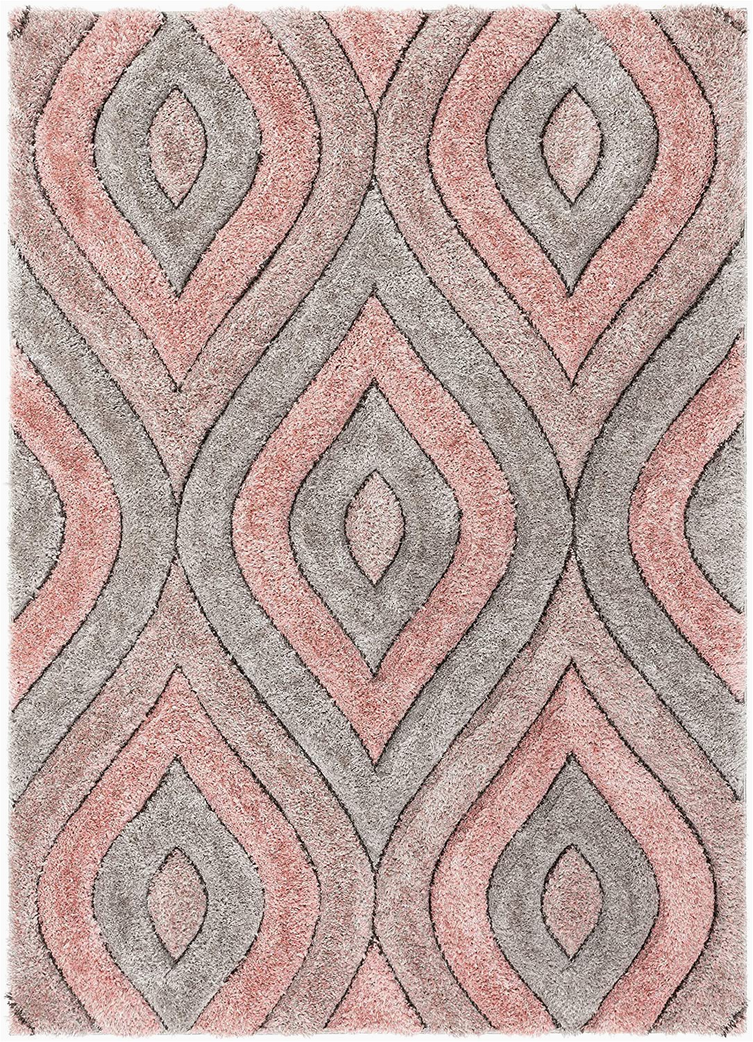 Light Pink area Rug 8×10 Well Woven Moira Pink Geometric Trellis Thick soft Plush 3d Textured Shag area Rug 5×7 5 3" X 7 3"