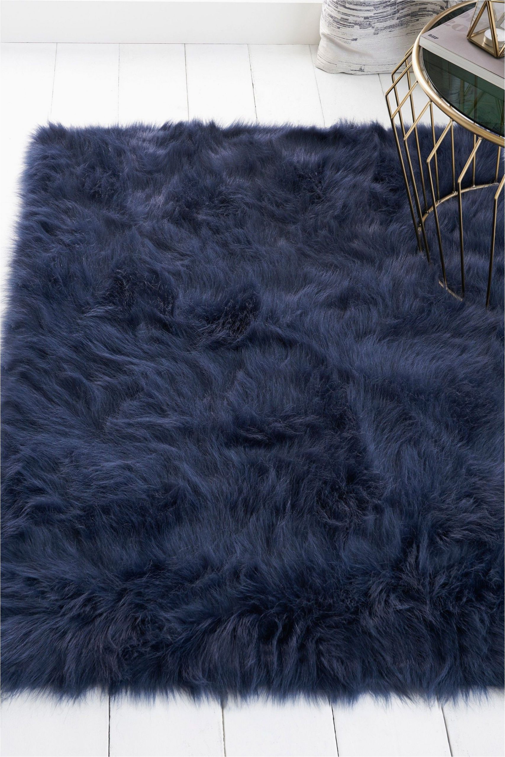 Navy Blue Fur area Rug Next Faux Sheepskin Rug Blue