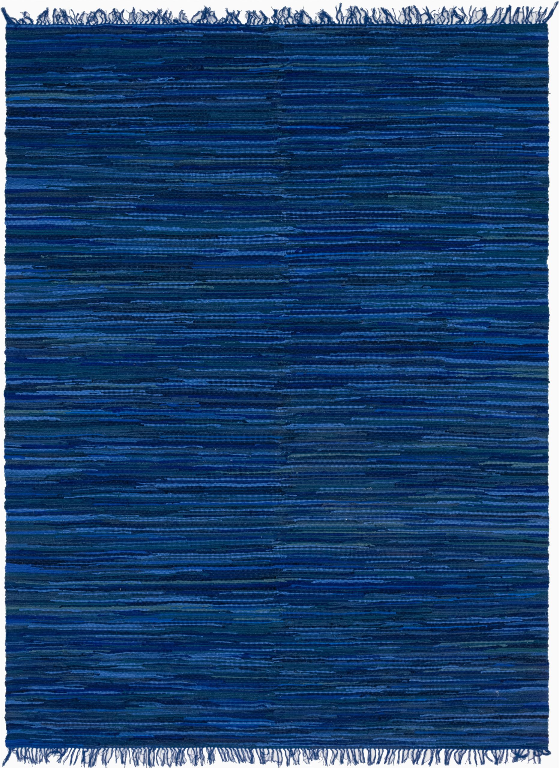 Navy Blue Striped area Rug Marcial Striped Hand Knotted Cotton Navy Blue area Rug