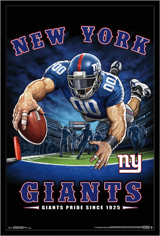 New York Giants area Rug New York Giants End Zone 17 Poster Black Framed Version
