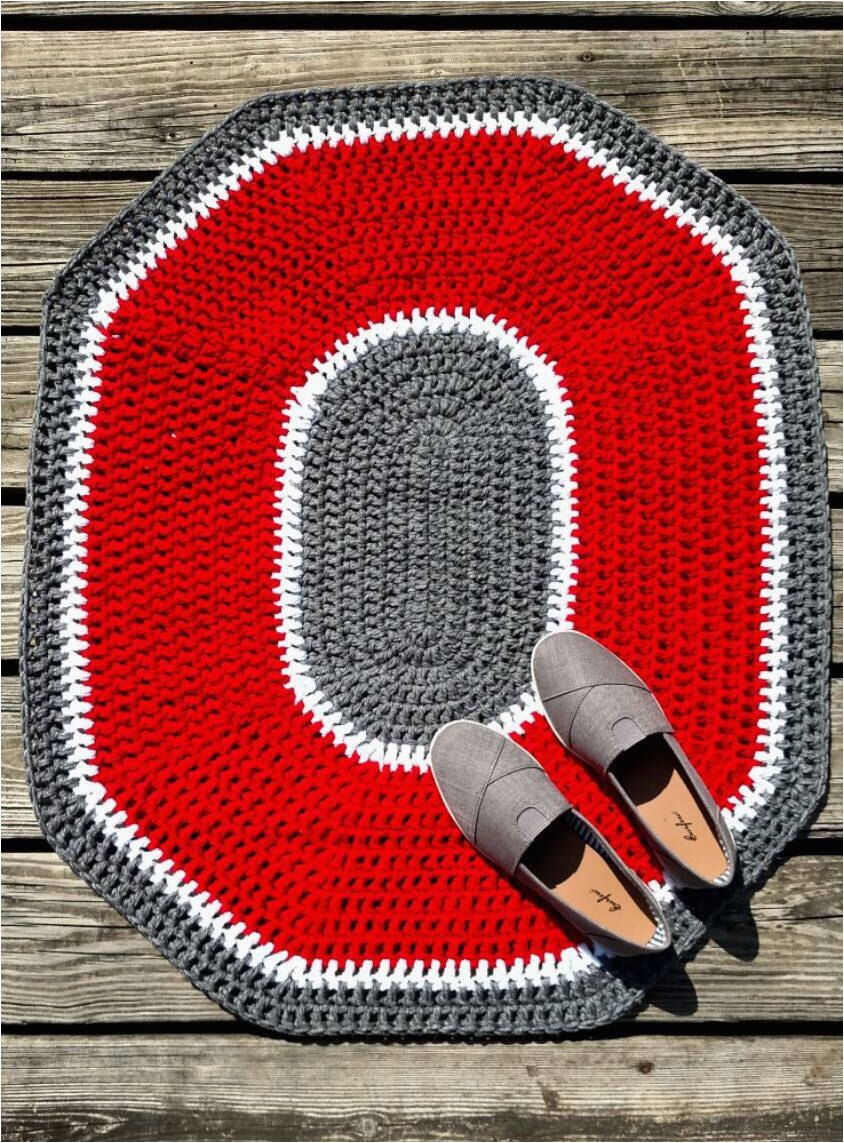 Ohio State Buckeyes area Rug Ohio State Buckeyes Rug Osu Crochet Rug Crochet Block O