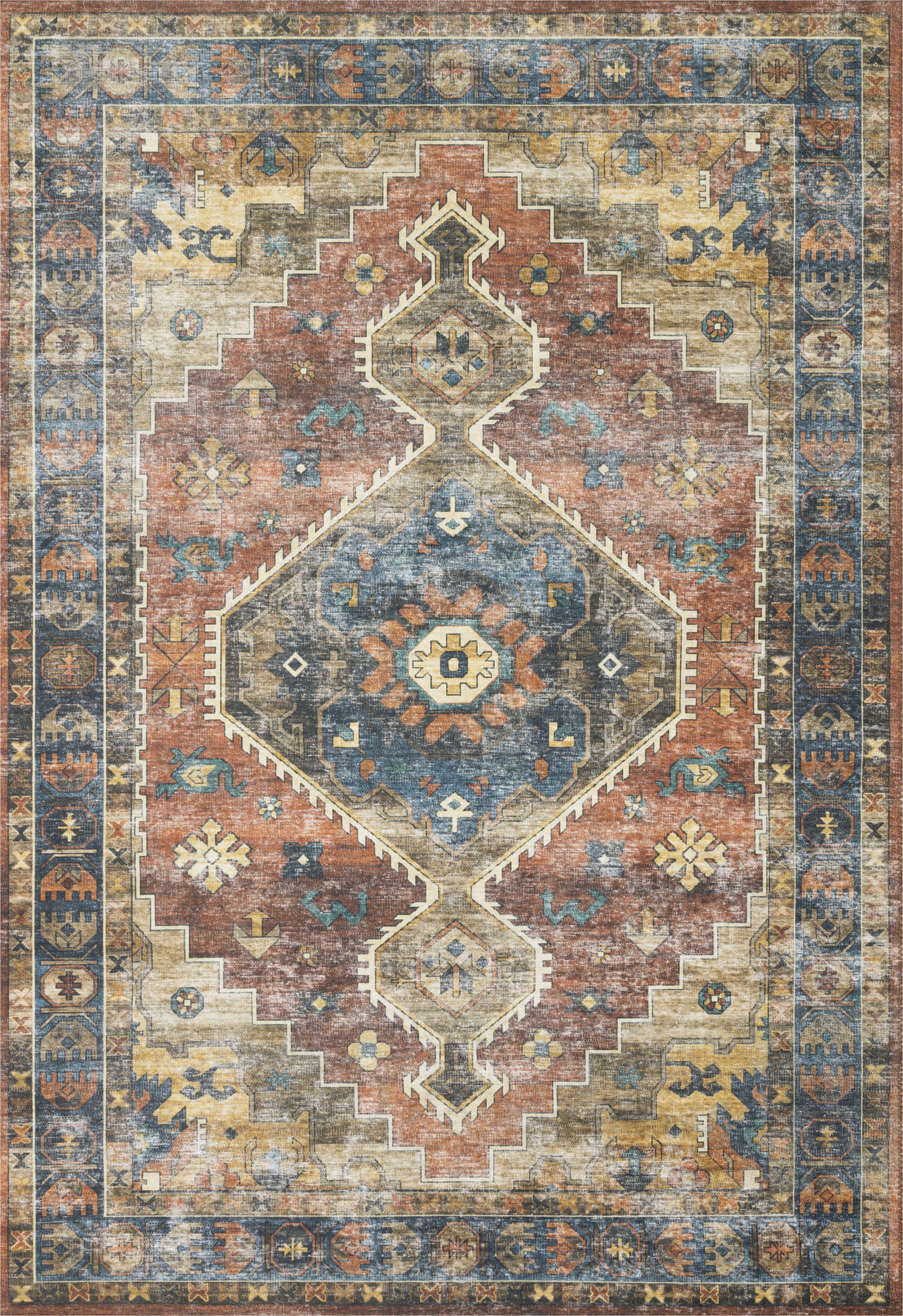 Radiant Floor Heating and area Rugs Skye Rust Blue area Rug