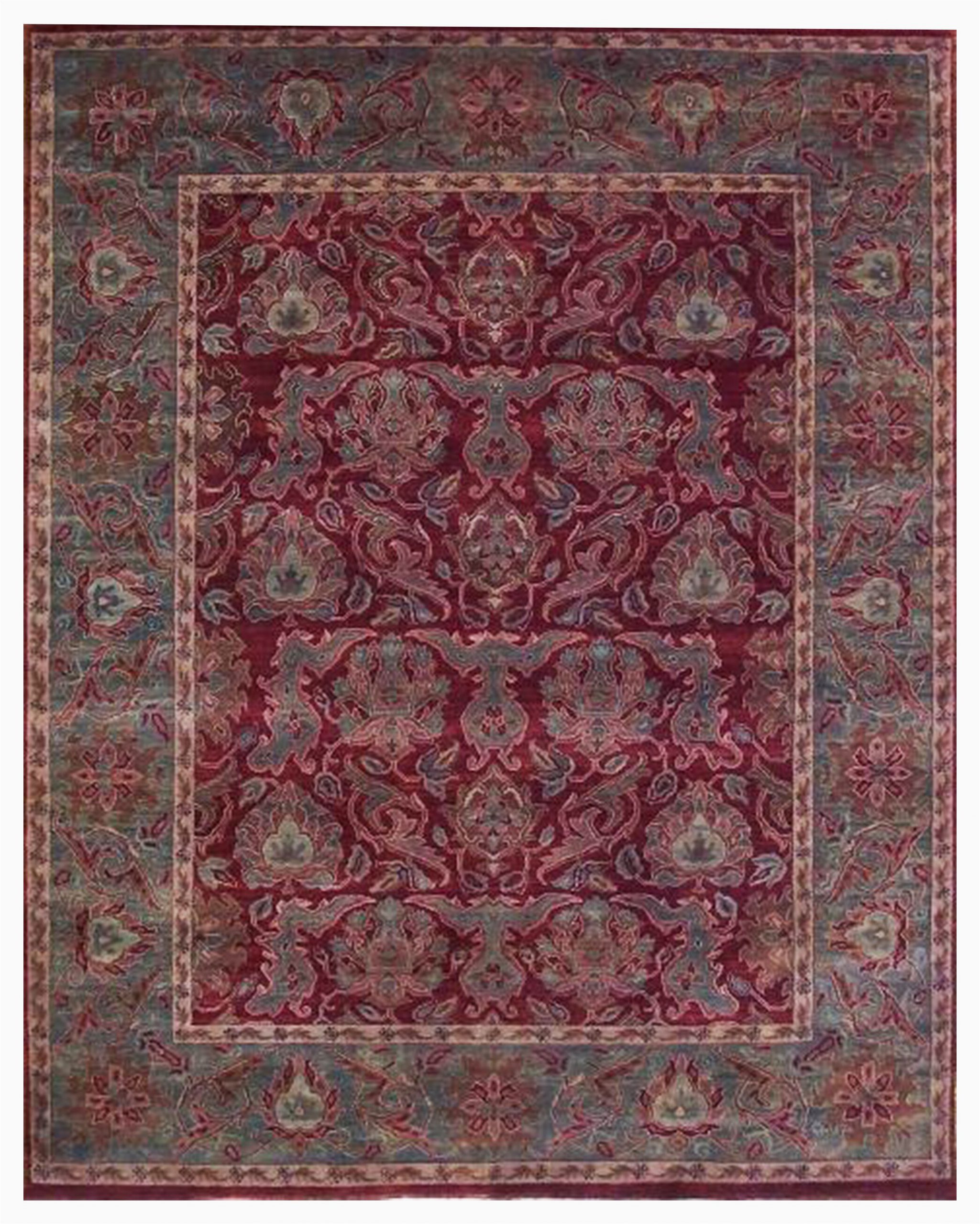 Red 8 X 10 area Rug E Of A Kind Janie Hand Knotted 8 X 10 Wool Red Green area Rug