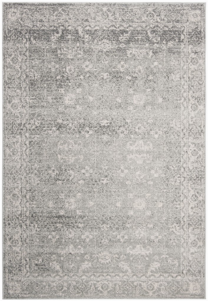 Safavieh Lavena solid Plush Shag area Rug Evoke Collection 4 X 6 Rug In Silver and Ivory Safavieh