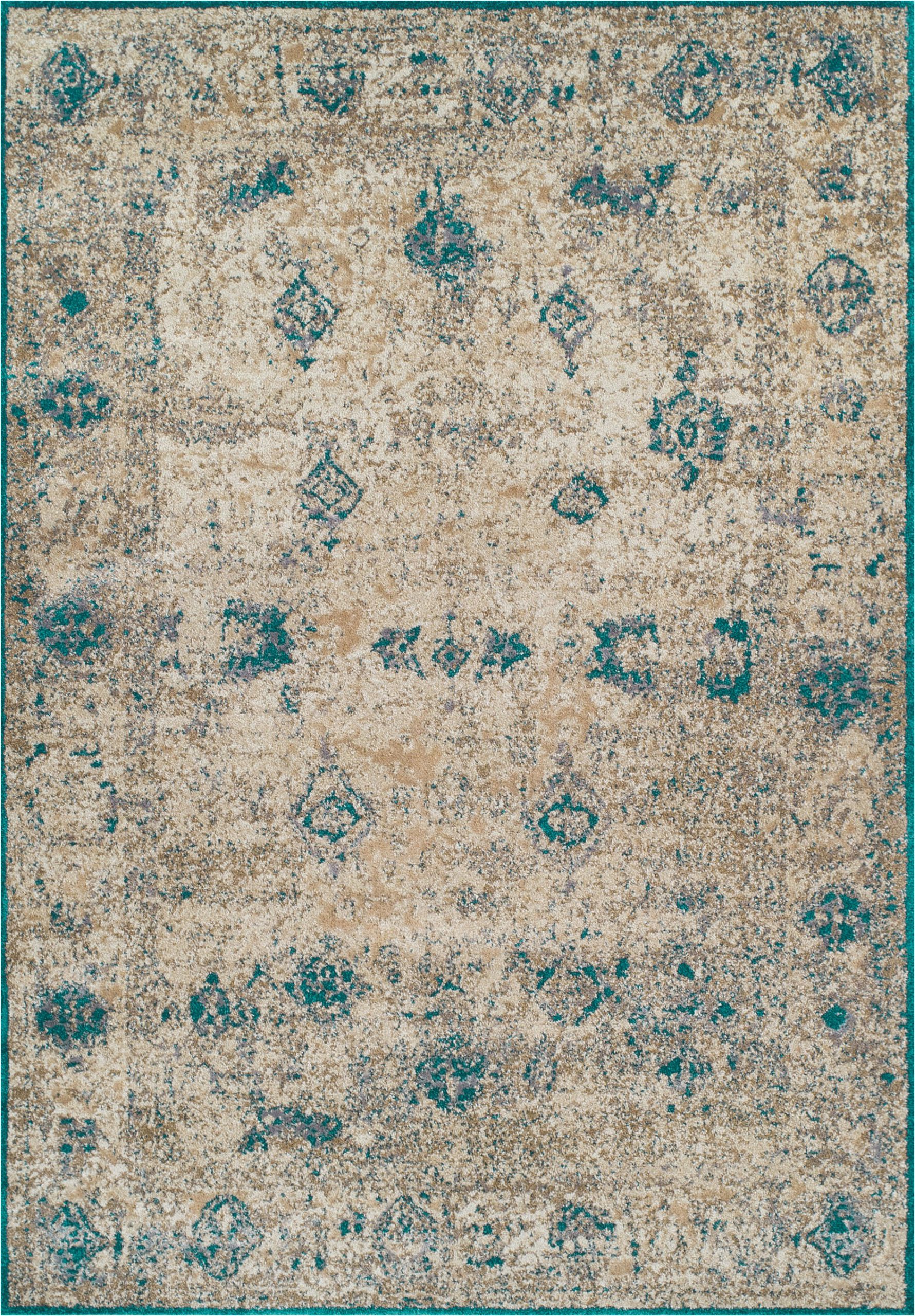 Teal and Ivory area Rugs Godoy Teal Ivory area Rug