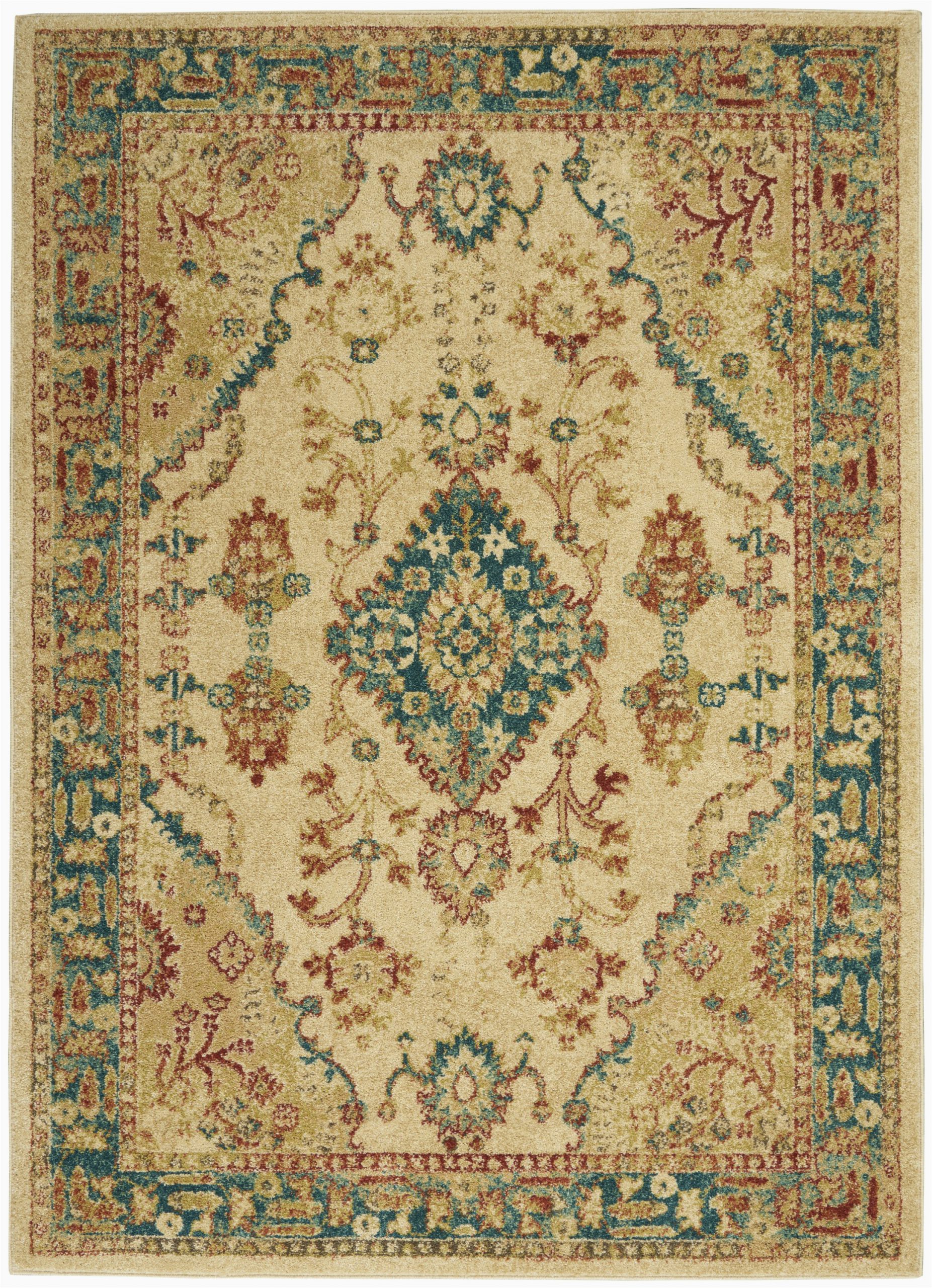 Teal and Ivory area Rugs Nourison Traditional Antique Trq04 Ivory Teal area Rug