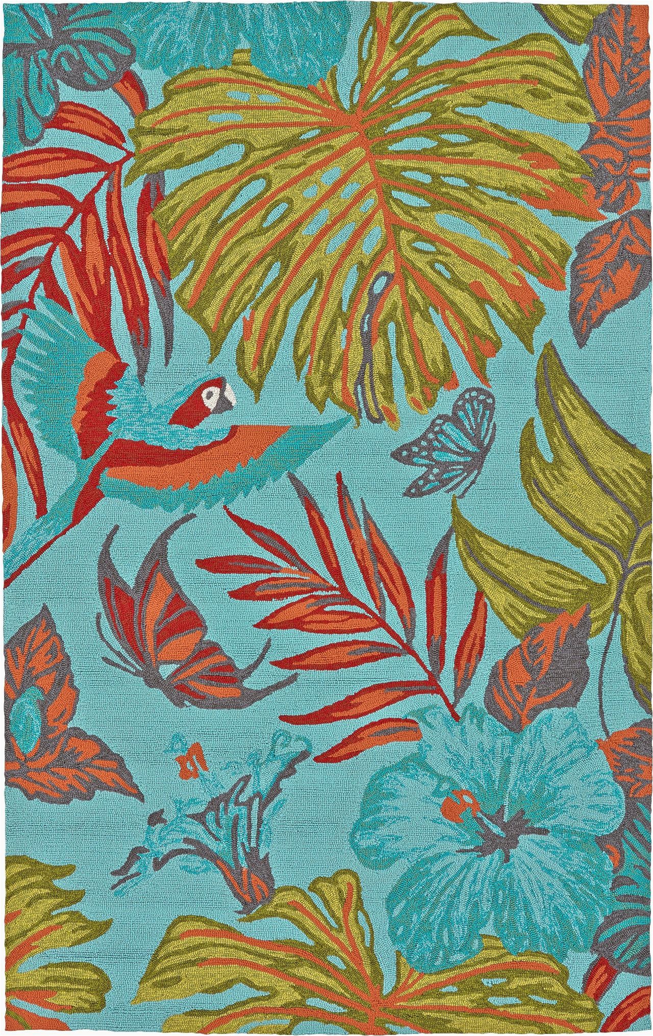 Tropical area Rugs 8 X 10 Tropical Oasis Blue 8 X 10 Indoor Outdoor Rug