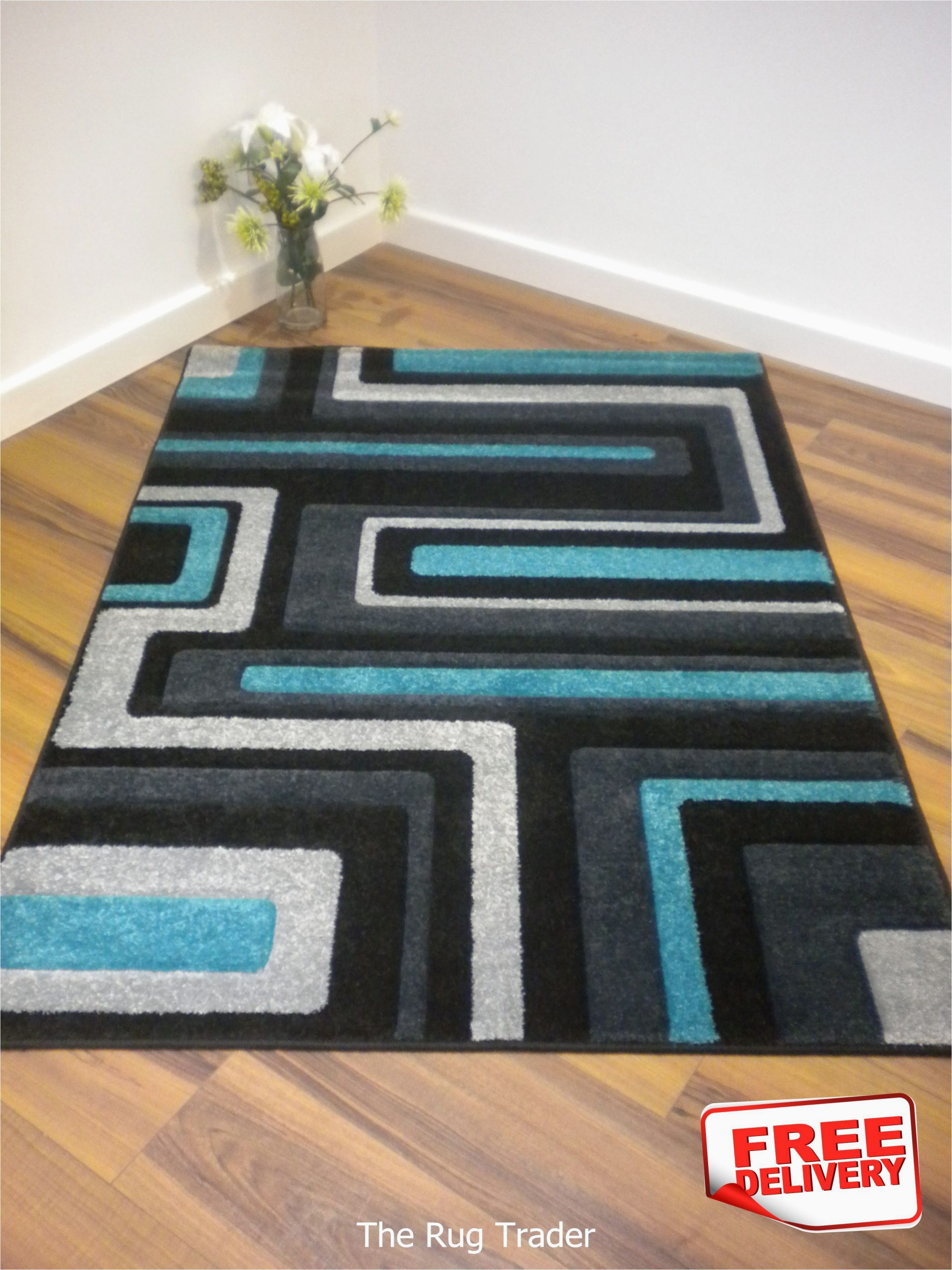 Turquoise and Black area Rug Pin by Kathleen Mcandrews On Turq Kitchen Items