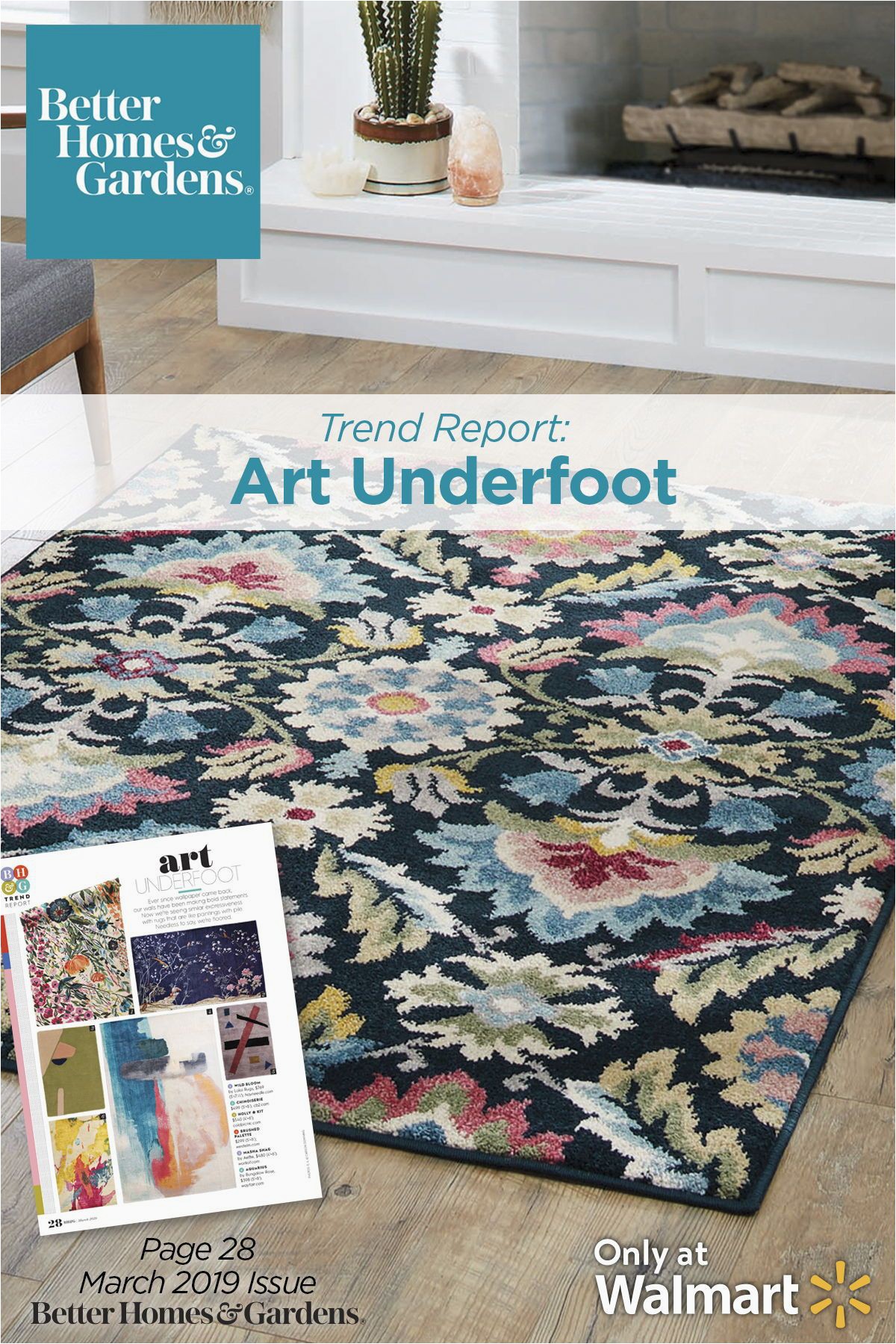 Walmart area Rugs Better Homes and Gardens Art Underfoot Trend Bhg Trend