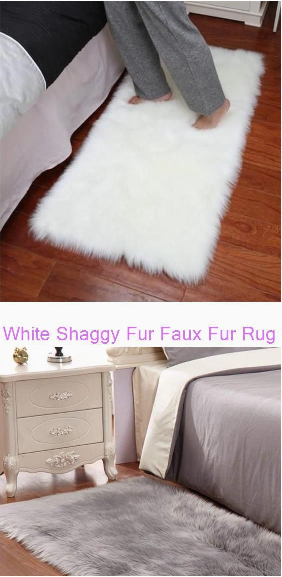 White soft Fluffy area Rug White Shaggy Fur Faux Fur Rug Rectangle Shape Plush soft
