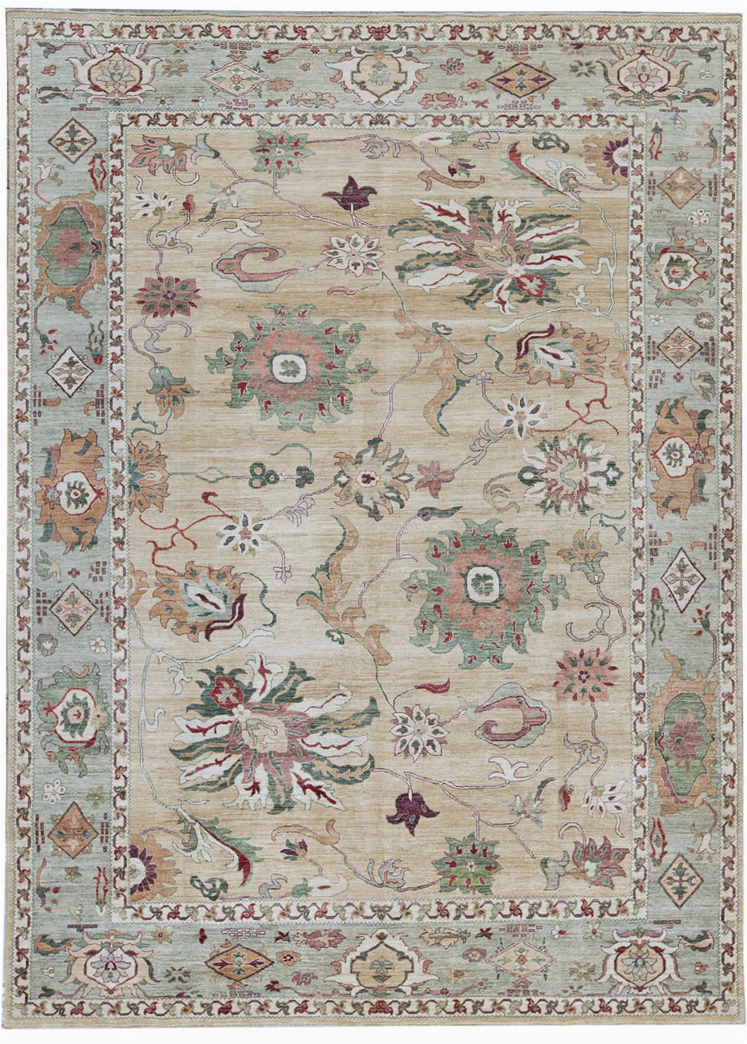 10 by 13 area Rugs E Of A Kind Hand Knotted Ziegler Green 10 X 13 9" Wool area Rug
