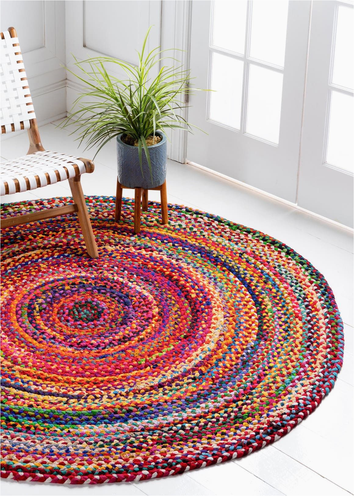 3 Ft Round area Rugs Braided Chindi Multi 3 Ft Round area Rug In 2020