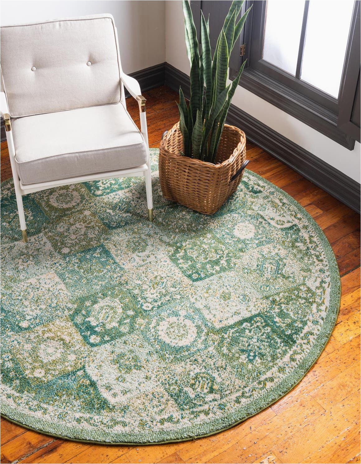 3 Ft Round area Rugs Madeline Green Vintage 3 Ft Round area Rug In 2020