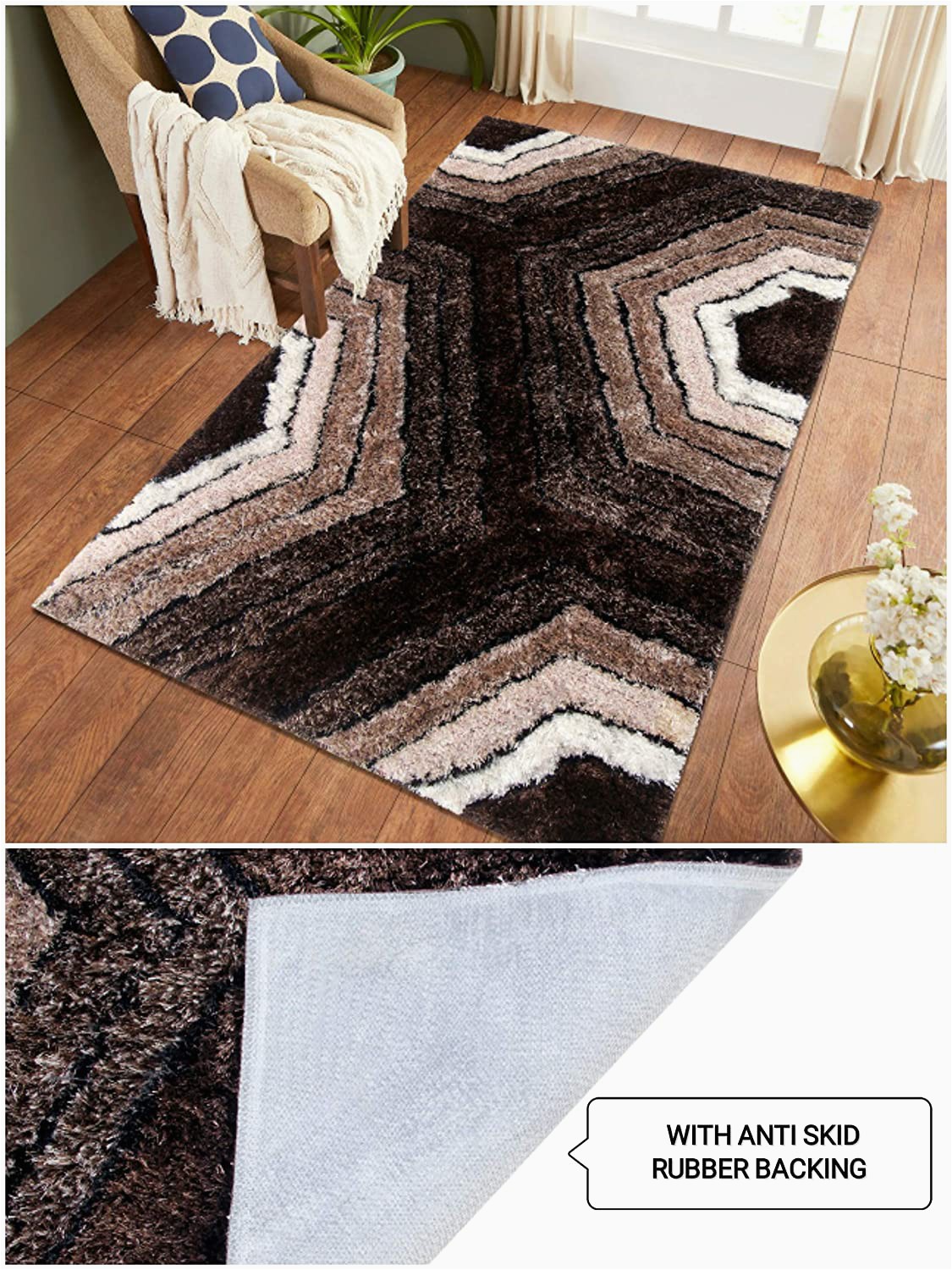 4 X 6 area Rugs with Rubber Backing Selective Premium Shaggy Living Room Carpet 4 X 6 Feet