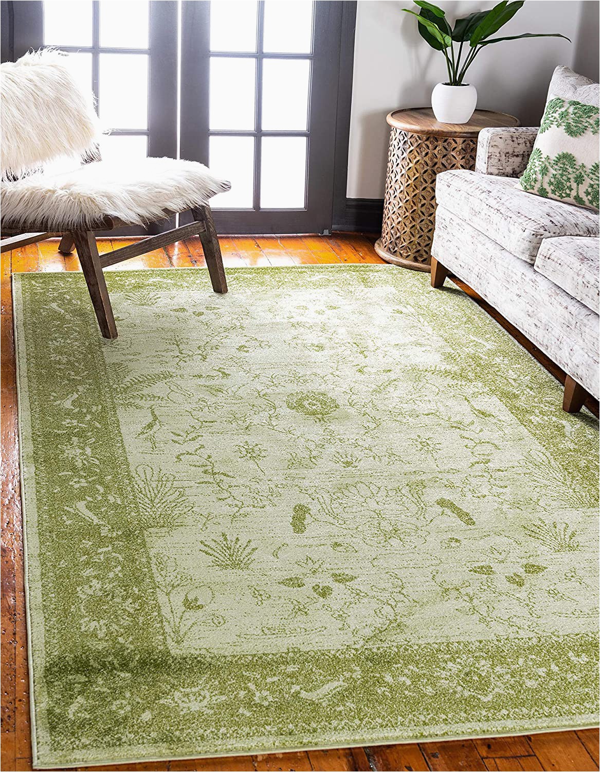 48 X 60 area Rug Unique Loom La Jolla Collection tone On tone Traditional Light Green area Rug 4 0 X 6 0