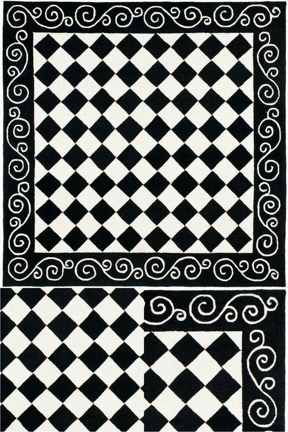 6 Foot Square area Rug Chelsea Black Ivory 6 Ft X 6 Ft Square area Rug
