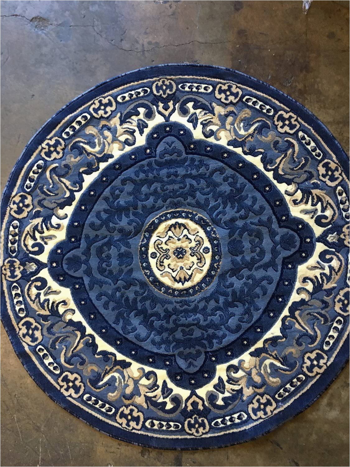 7 Feet Round area Rugs Carpet King Americana Traditional Round oriental Persian area Rug Blue Beige Design 101 7 Feet 3 Inch X 7 Feet 3 Inch