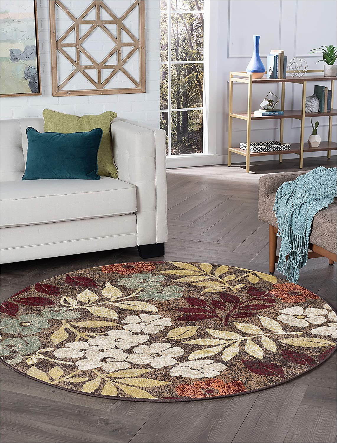 7 Feet Round area Rugs Tayse Kalea Brown 8 Foot Round area Rug for Living Bedroom or Dining Room Transitional Floral