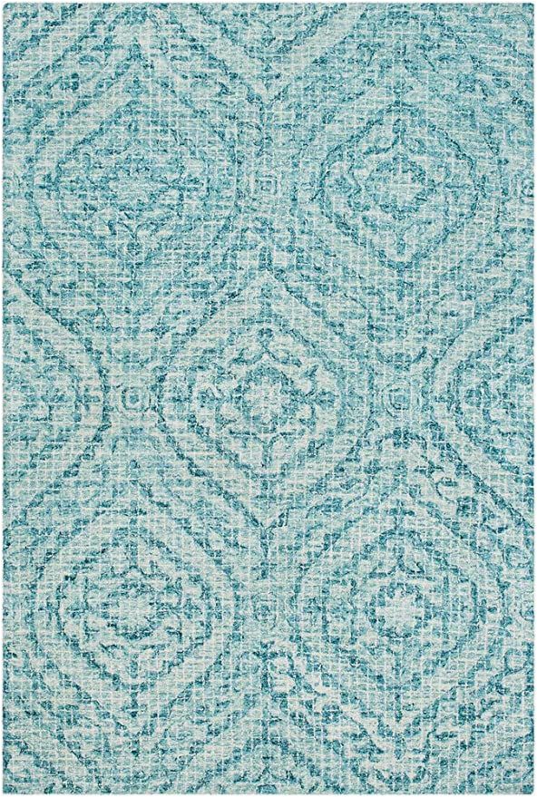 8 X 10 Teal area Rug Transitional area Rug Sea Foam Teal White 8 X 10 In