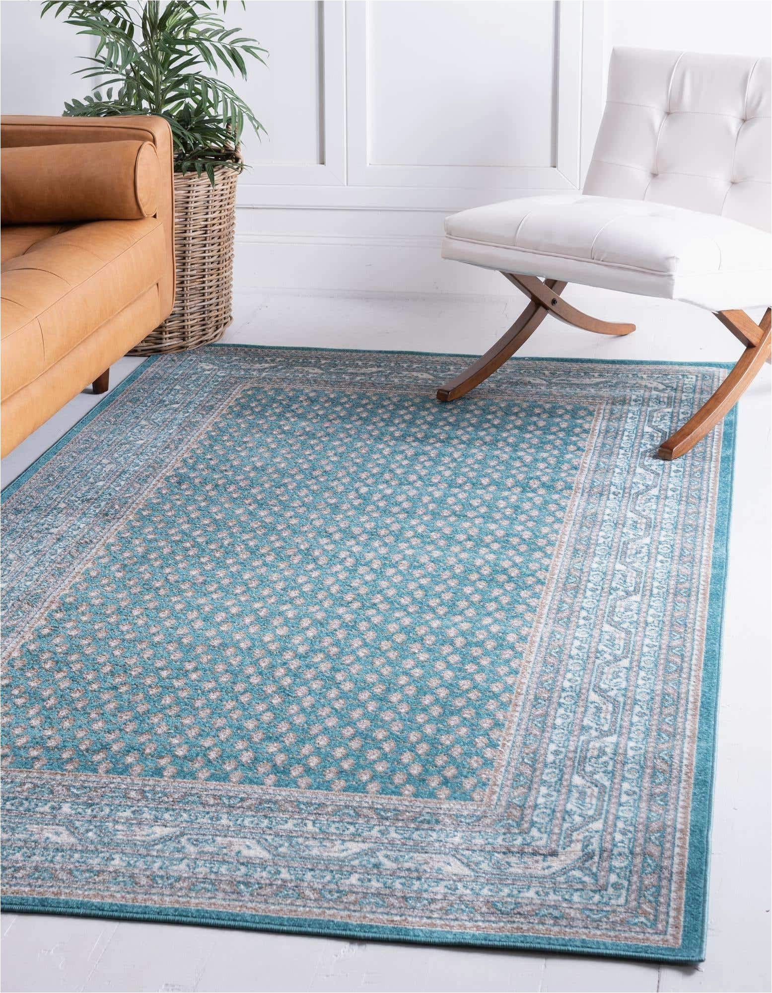 8 X 10 Teal area Rug Unique Loom Williamsburg Collection Traditional Border Teal area Rug 8 0 X 10 0