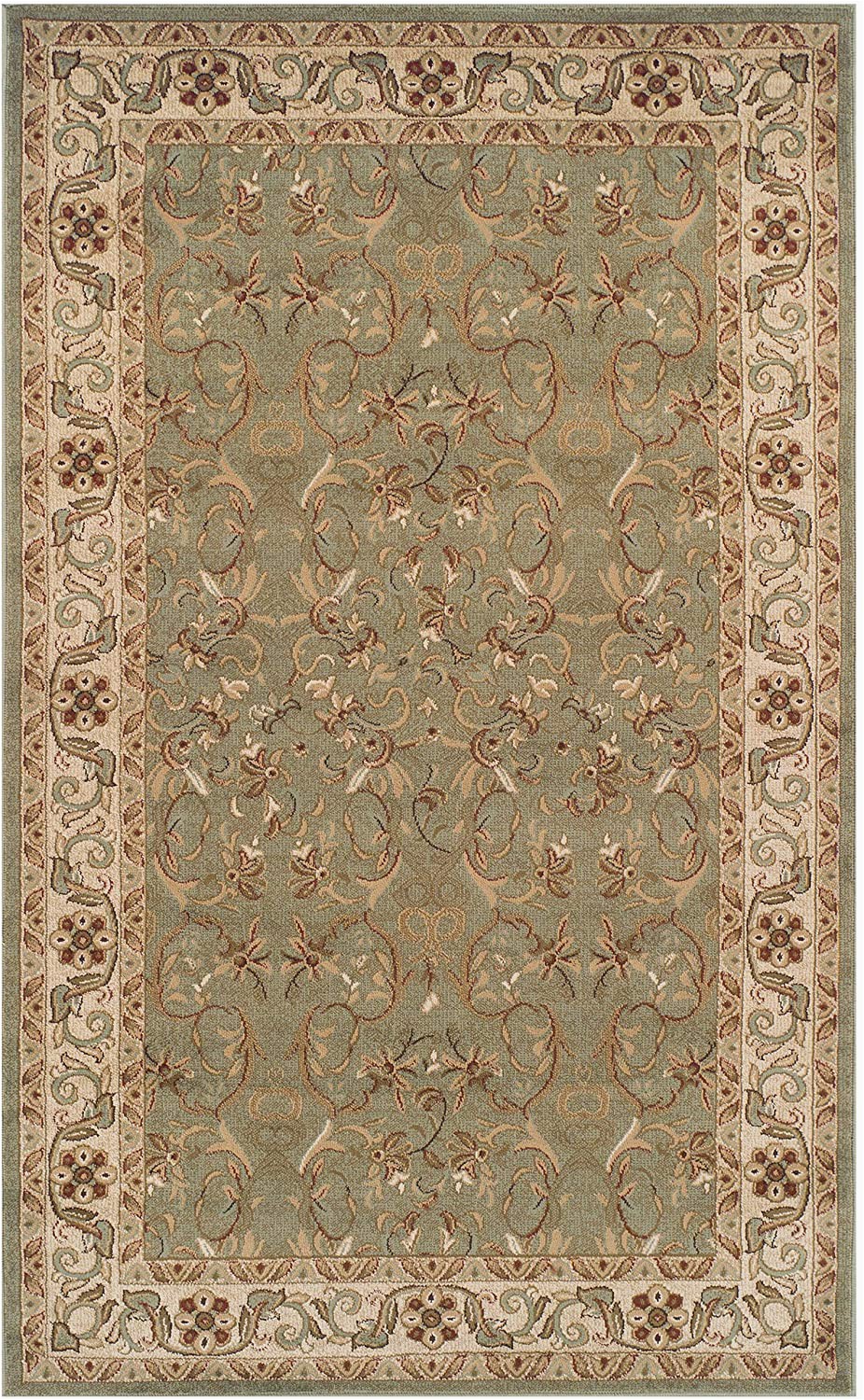 Area Rugs 10 Feet by 12 Feet Superior Heritage 8 X 10 Green area Rug Contemporary Living Room & Bedroom area Rug Anti Static and Water Repellent for Residential or Mercial