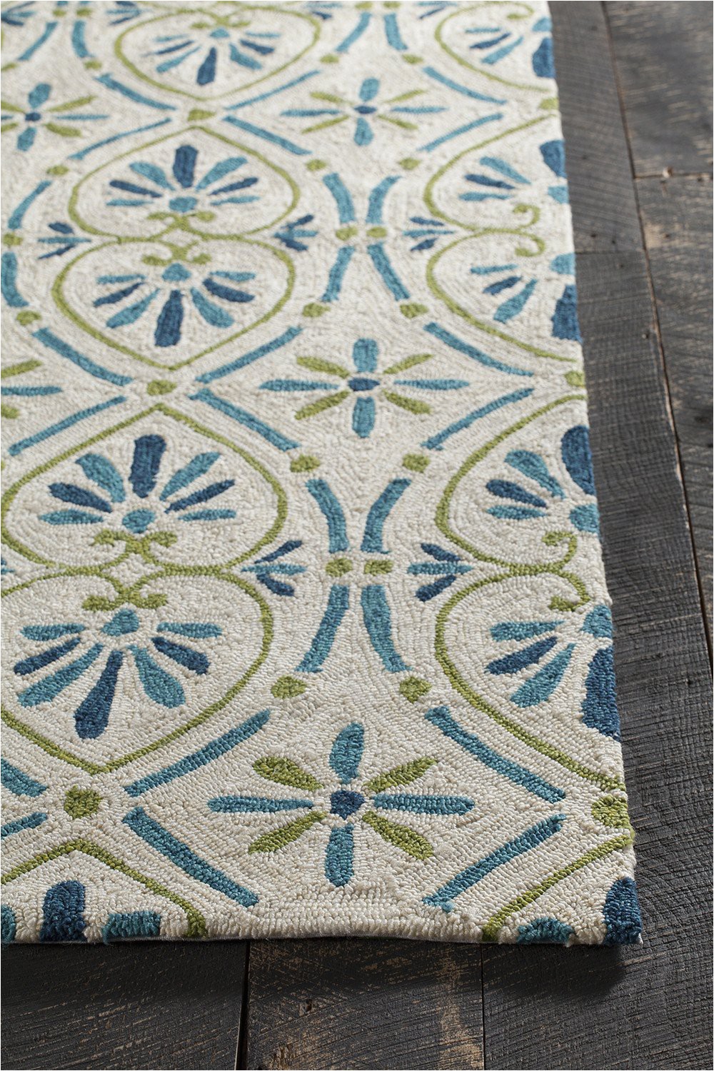 Area Rugs Green and Cream Terra Collection Hand Tufted area Rug In Cream Blue