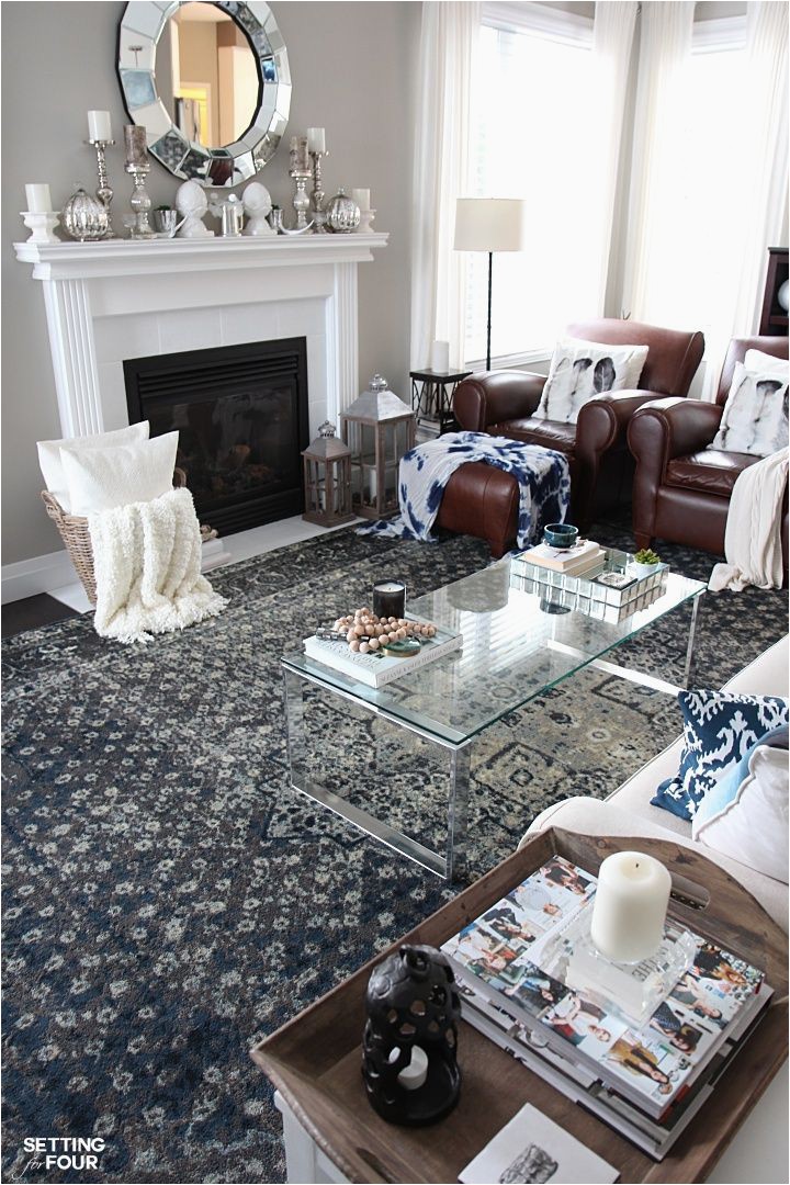 Area Rugs that Go with Brown Leather Furniture An Indigo Blue Color Scheme for Our Living Room