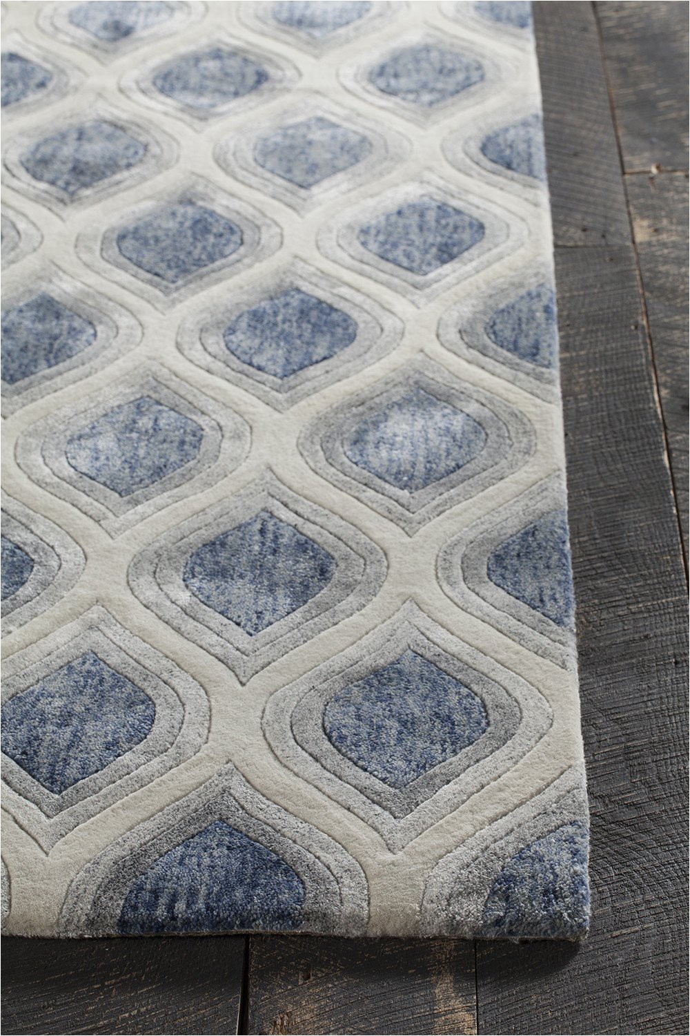Area Rugs with Blue Accents Clara Collection Hand Tufted area Rug In Blue Grey & White